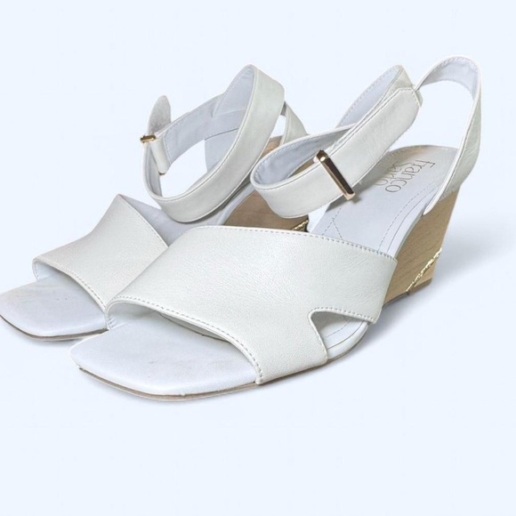 Franco Sarto Samina White Leather Wedge Sandals - Picture 1 of 8